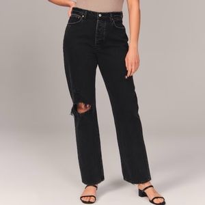 Abercrombie & Fitch Relaxed 90s jean high rise black distressed